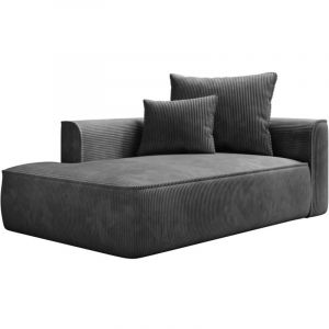Méridienne gauche en velours côtelé gris anthracite PINETA