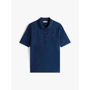 Tommy Hilfiger Polo Manches Courtes Femme 1985 Pique Regular Fit, Bleu (Dark Night Navy), XXL