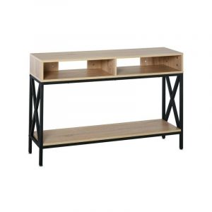 Console table d'entrée GEORGY chêne clair et noir