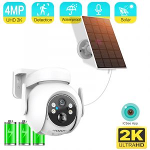 Merkmak - Camera de surveillance solaire sans fil ptz ip WiFi 4MP/2K avec panneau solaire 5W 7800mAh et detection humaine pir