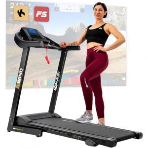 Hop-Sport Tapis de course pliable de 0,8 à 14 km/h HS-1000LB Wind, Bluetooth 4.0, Tapis de Marche 2,0 CV, Tapis roulant Inclinable, Capacité de charge de 150 kg