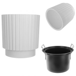 Kadax - Pot de fleurs décoratif avec insert intérieur - Rond - En plastique - Pour l'intérieur et l'extérieur - Blanc - 40 cm