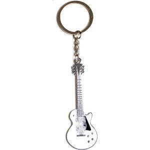 Ruedelafete Sachet de 1 porte-clés métal Guitare rock Blanche