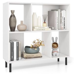 Coast 4-Cube Bookcase 90 x 30 x 90 cm White - Étagère à 2 niveaux avec pieds en métal pour le bureau et la maison