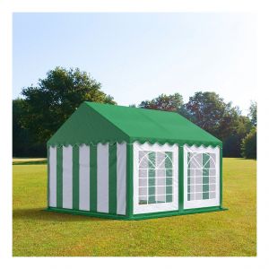 Intent24 Tente de réception 4x4 m PVC vert-blanc