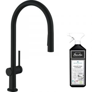 Hansgrohe Robinet de cuisine avec douchette Talis M54 210 sBox 2 jets noir mat + nettoyant Briochin