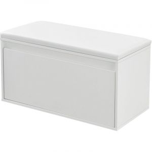 Banc à chaussures design avec tiroir meuble pour entrée avec siège rembourré range-chaussures stylé pour 3 paires panneau de particules pu synthétique 80 x 39 x 45 cm blanc 03_0004679