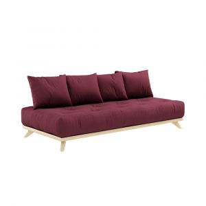 Image de Inside75 Canapé convertible futon senza pin naturel coloris bordeaux couchage 90 cm. - bordeaux