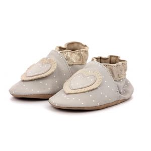 Robeez BABY TINY HEART,CHAUSSON LAYETTE GRIS CLAIR, 21/22 EU