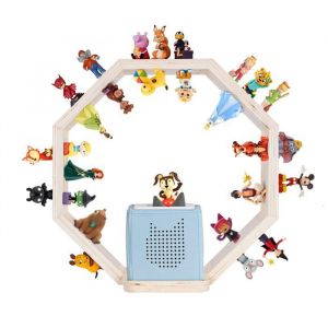Todeco Tagère magnétique, pour Tonie Box et Tonies, Jusqu'à 60-70 Tonies, Poser ou Murale, Étagère pour boîte à Musique pour Enfant, Petit Octogone