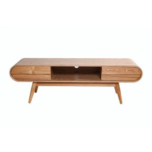 Miliboo Meuble TV design 2 tiroirs frêne naturel BALTIK