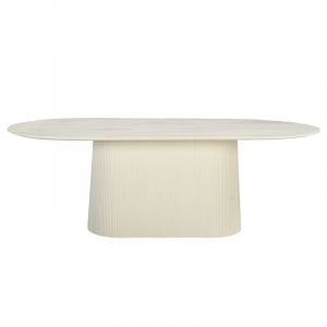 Dolce-table &agrave; manger ovale 10 personnes 230 cm en bois massif ivoire