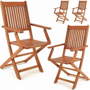 Deuba Set de 4 chaises de jardin pliantes "Sydney" en bois d'acacia certifié FSC pour salon de jardin sydney accoudoirs extérieur pliable chaise de table de jardin pré-huilé balcon terrasse