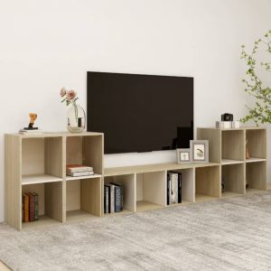 Image de VidaXL Ensemble de meubles TV 5 pcs Blanc et chêne sonoma Aggloméré. Produit Neuf ! Garantie 0 ans !