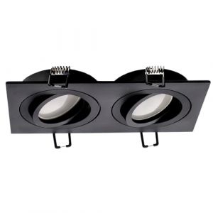 Spot de plafond double encastré réglable CERI 2 SQ Black IP20 noir EDO