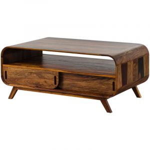 Table basse en bois de Sheesham 120x70x50 marron fonc&eacute; laqu&eacute; mailand 231 - marron