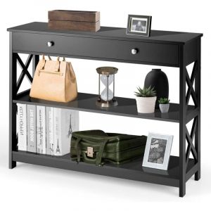 Table console moderne triple noire