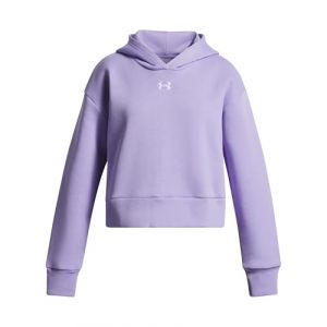 Under Armour Hoodie Polaire Rival Filles, Sweat pour Fille Ultra-Doux, Pull Fille Chaud et Confortable, Transparent/White, YLG, Transparent / / White, YLG