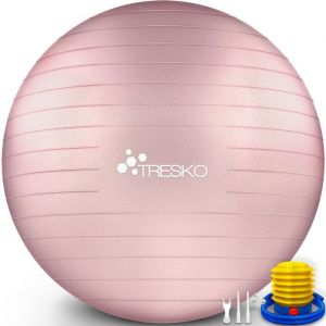 TRESKO Ballon de Gymnastique Anti-éclatement Boule d'assise Balle de Yoga Balles d'exercices Fitness 300 kg avec Pompe à ai (Rose Gold, 55 cm)