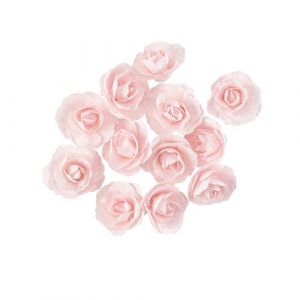 12 roses papier d&eacute;coratif adh&eacute;sif 3.5cm rose - artifetes 93462