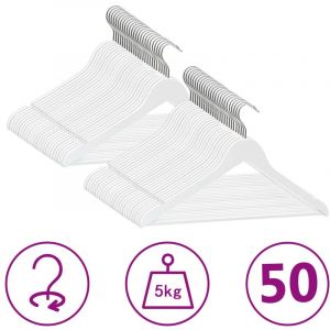 Image de VidaXL Cintres antidérapants 50 pcs Blanc Bois dur