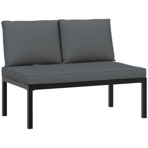 VidaXL Banc de jardin avec coussins noir aluminium, banc, banc de parc, siège d'extérieur, banc d’extérieur, banc de patio, 4008570