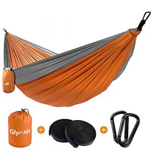 Glymnis Hamac Ultra-Leger En Nylon 300kg Capacite De Charge 275x140cm Avec 2 X Sangles En Nylon Et 2 X Mousquetons Pour Camping Voya