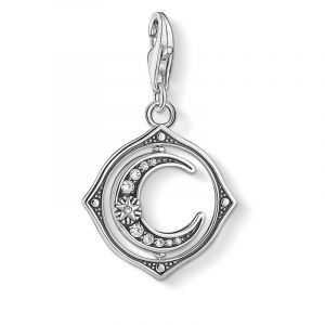 Thomas Sabo Pendentif Charm lune argent argent sterling 925, noirci Gris
