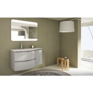 Image de Cooke & Lewis Meuble sous vasque gris clair Vague 104 cm + compl&eacute;ment droit + plan vasque en verre