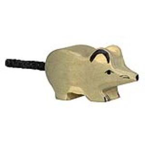 Holztiger Figurine Souris grise en bois