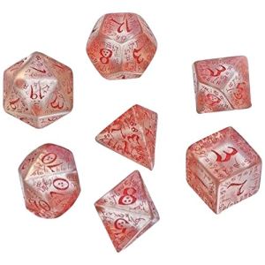 Dés de jeux transparent & rouge Elfiques