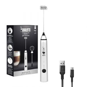 Bialetti Whipper, réglable sur 3 niveaux, double fouet, charge USB, acier inoxydable