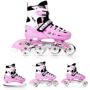 Patins 4 en 1 - NILS EXTREME - NH10905 - Rose - Taille S (31-34) - Patinage polyvalent