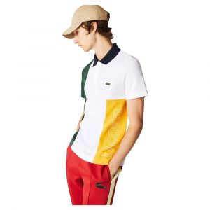 Lacoste Polo regular fit en coton stretch color-block Taille S Blanc/vert/jaune/bleu Marine