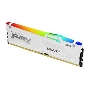 Kingston Fury Beast Blanc RGB Expo 32GB 6000MT/s DDR5 CL36 DIMM M&eacute;moire pour PC de Gamer Module Simple - KF560C36BWEA-32