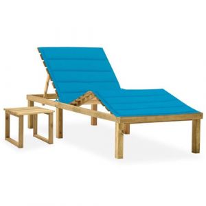 VidaXL Meuble d'ext&eacute;rieur en bois avec coussin en finition bleue