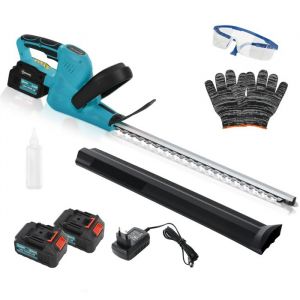 Outsunny Taille-Haies électrique avec 2 Batteries 3 AH et Chargeur 0,8A, Taille-Haies sans Fil avec Longueur de Coupe 51 cm, pour Branches, arbustes et brindilles, Bleu