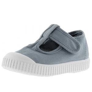 Victoria 136625-KIDS Sandale 1915 Toile TEINTÉE Coton Teint, ÉCOLOGIQUE ET 30% RECYCLÉ avec Fermeture Scratch Plateau Mixte Enfant ATLANTICO 24