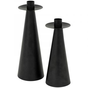 Atmosphera Set de 2 bougeoirs Automne métal noir H20 24cm créateur d'intérieur