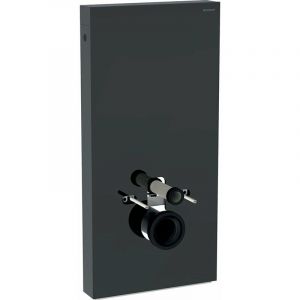 Geberit Module sanitaire Monolit pour WC mural, 101cm, raccordement d'eau latéral, avec pièce de raccordement, Coloris: Verre lave / aluminium noir