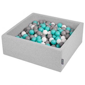 90X30cm/200 Balles ? 7Cm Carr&eacute; Piscine &agrave; Balles Pour B&eacute;b&eacute; Fabriqu&eacute; En ue, Gris Clair: Blanc/Gris/Turquoise Clair - gris clair: blanc/gris/turquoise