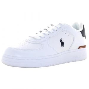 Ralph Lauren Pour homme. Baskets en cuir blanc avec logo