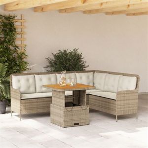 VidaXL Salon de jardin avec coussins 2 pcs beige résine tressée, ensemble de canapés d'extérieur, salon de jardin, ensemble de canapés en résine tressée