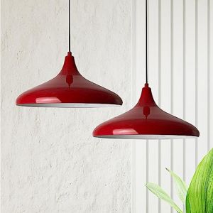 Lampe Suspendue Double Lustre Rouge – Lustre Vintage E27 pour Salon, Chambre ou Salle à Manger