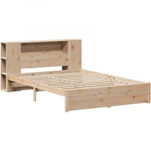 VidaXL Lit bibliothèque sans matelas 120x200 cm bois de pin massif, lit, meuble de chambre à coucher, lit avec rangement, lit double, lit en bois