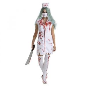 Morph Costume Infirmière Sanglante Déguisement Zombie Halloween Tenue Effrayante Infirmière XL