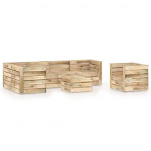 VidaXL Salon de jardin 7 pcs Bois de pin impr?gn? de vert