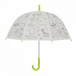 Kids in the garden Parapluie à colorier pour enfant animaux de la jungle - Vert - D 70,5 x H 69,2 cm