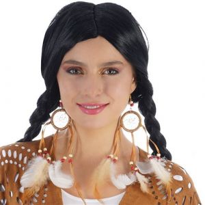 Ruedelafete Boucles d'oreilles indiennes attrape-rêves avec plumes