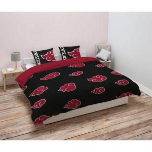 Sahinler Naruto - Housse De Couette Naruto Akatsuki 200x200 cm + 2 Taies d'oreiller 63x63 cm - Noir